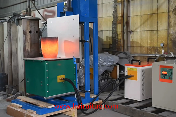 电动式升降中频熔炼炉视频金银铜铁铝金属熔炼设备